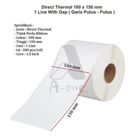 

Thermal 100 x 150 mm isi 500 Lembar / Label Thermal 100 x 150 mm Kertas isi 500 Lembar Sticker