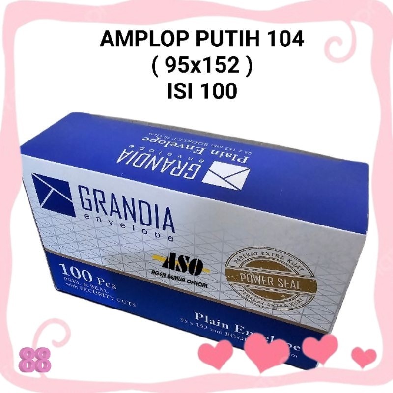 

AMPLOP PUTIH POLOS SEDANG 104 GRANDIA ISI 100 LEMBAR kualitas paperline ( sudah ada lem ) PROMO !!!