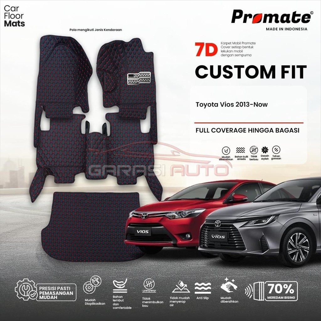 Karpet 7D Promate Premium Car Mats Mobil Toyota Vios Gen 3 4 5 Fulset