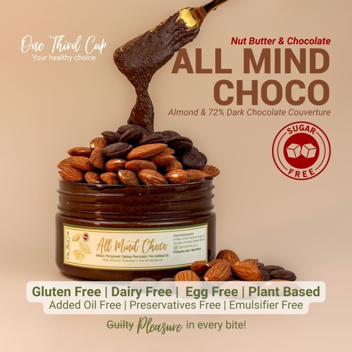 

Premium Almond Choco Butter - All Mind Choco-BEBAS GULA 100% Almond-Selai Kacang Sehat Keto Friendly