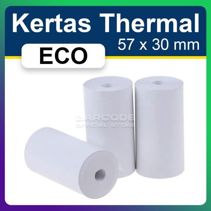

KERTAS THERMAL 57 X 47 / 58 X 48 STRUK TERMAL ROLL PRINTER MESIN KASIR - Codeshop 57x30 -TMI69