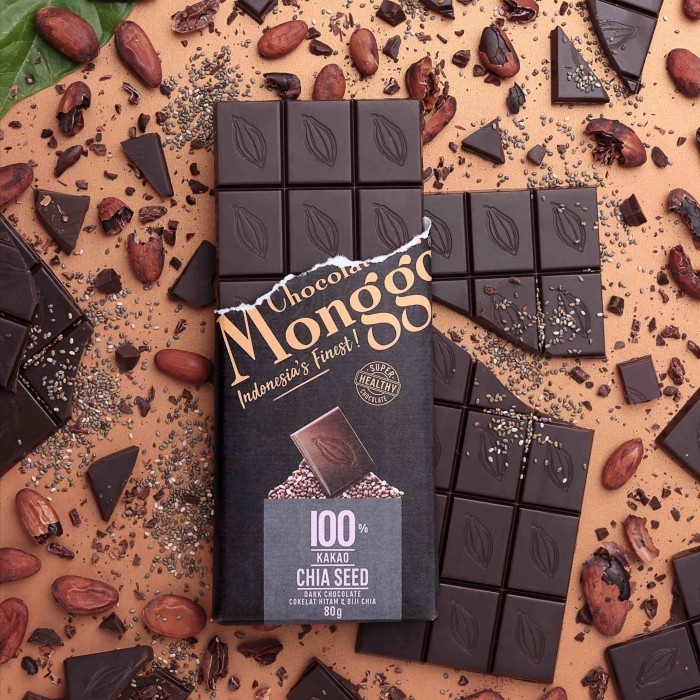 

Super Healthy Dark Coklat 100% 80g | Chocolate Monggo | Keto Friendly - Chia Seed