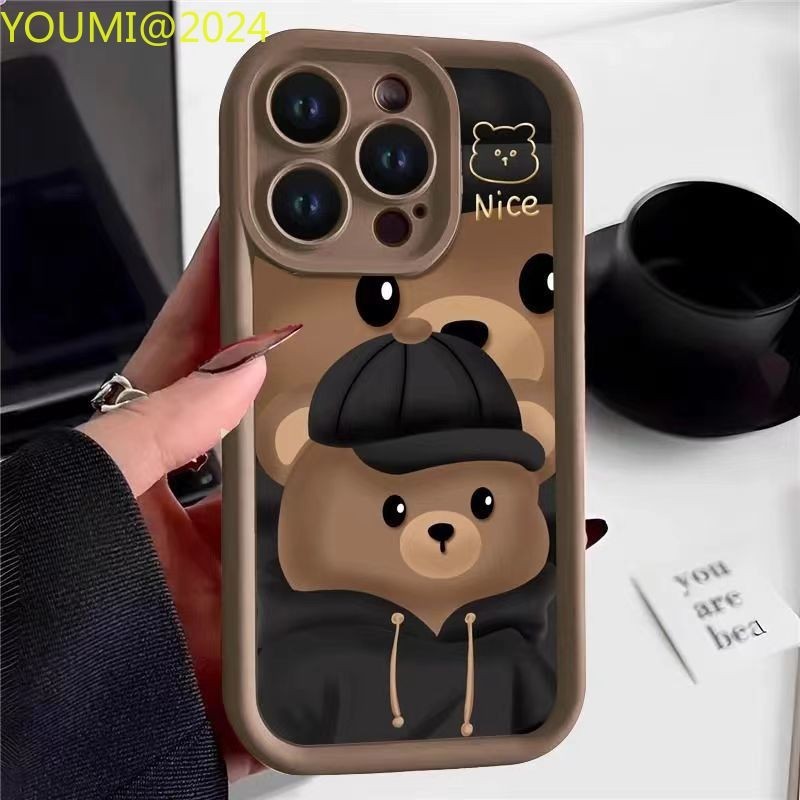 Cute cloth fan teddy bear suitable for VIVO Y16 Y11 Y17 Y20 Y50 Y51 Y93 Y95 Y19 Y01 Y35 phone case Y