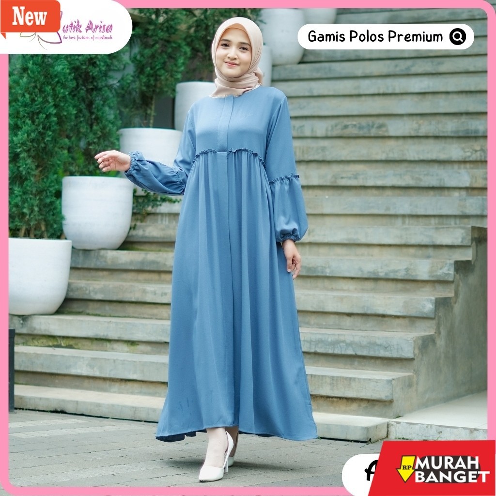 gamis kekinian tahun 2024 Gamis Wanita Terbaru Lengan Balon Muslim Dewasa Muslimah Kekinian Remaja R