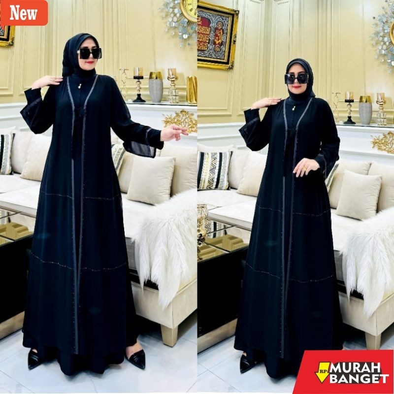 abaya shopee haul 2024 GAMIS ABAYA TURKEY SIMPEL HITAM KELLY