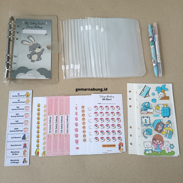 

Paket binder nabung 10 ziplock, Binder keuangan saving challenge - JellyRingSilver, Set 10 Ziplock