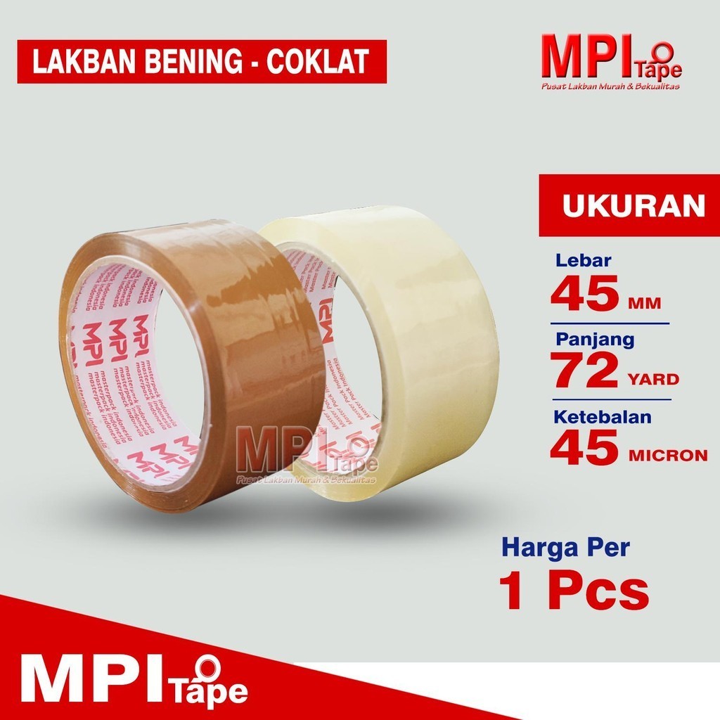 

Lakban Bening - Cokelat 45 mm x 72 Yard - Lakban Packing - MPI