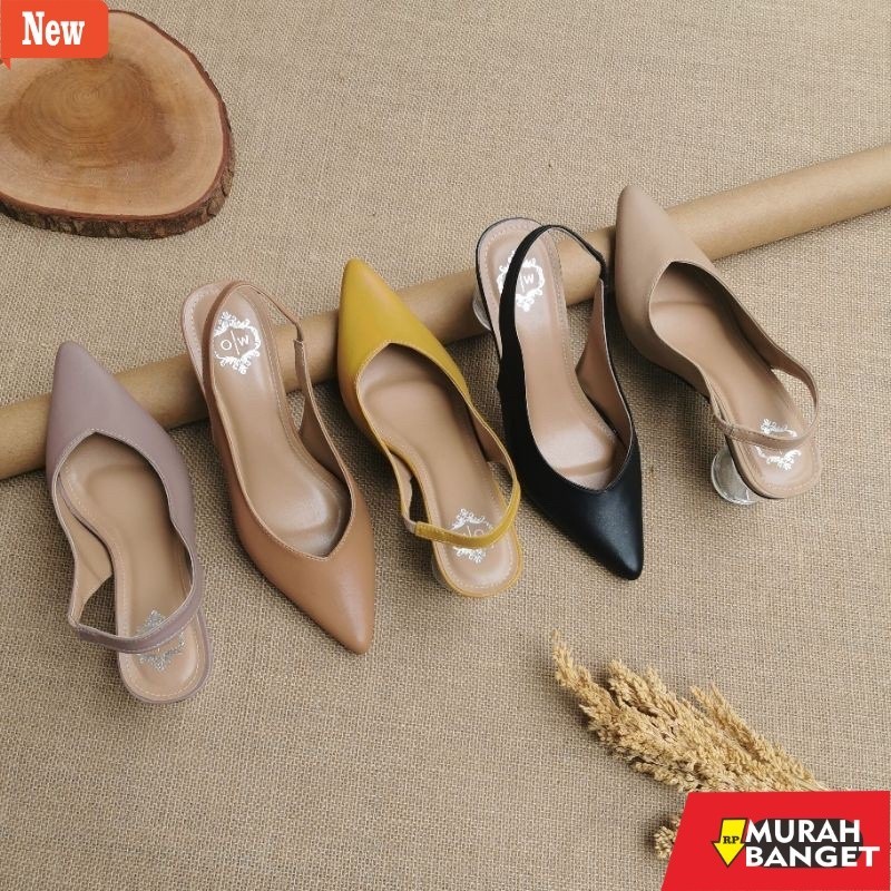 shopee haul sepatu heels wanita ARF Collection ZENITH Sepatu Selop Wanita Hak Kaca 5 CM