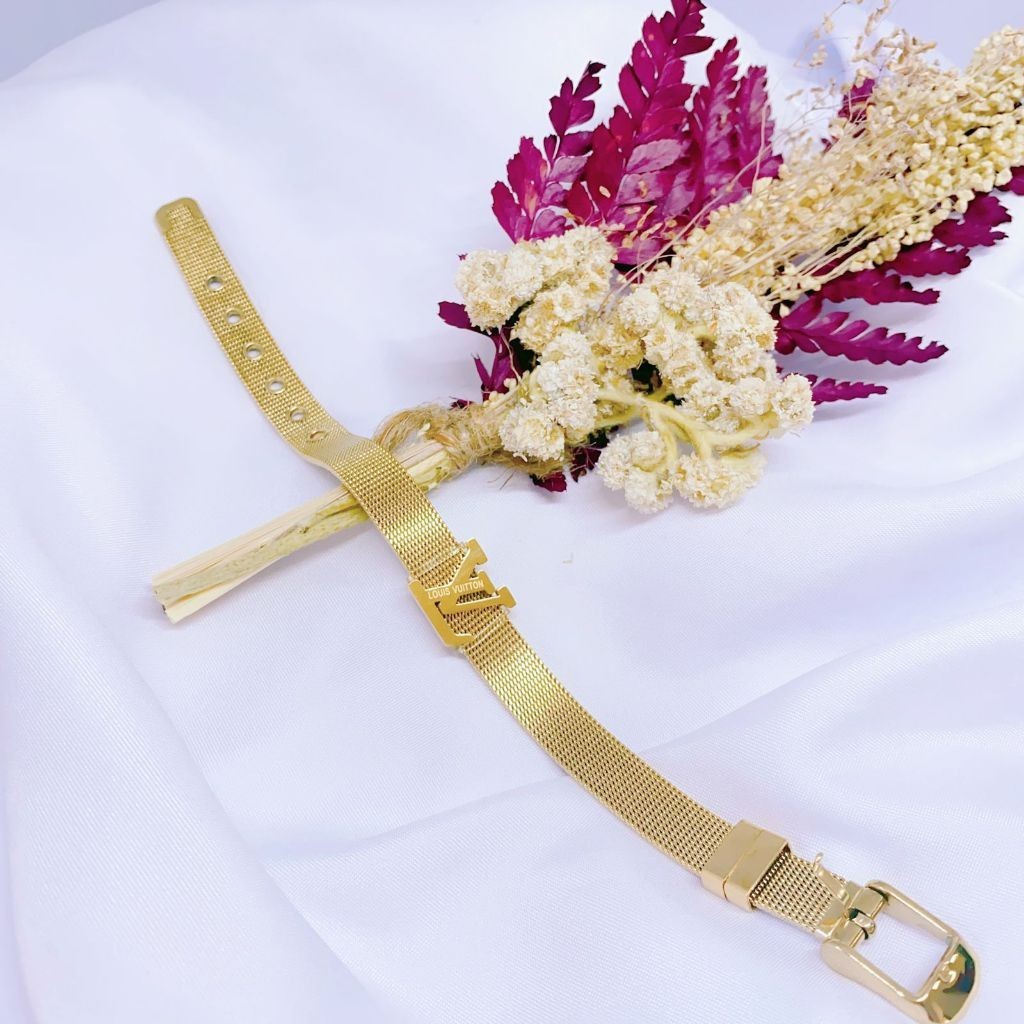 Gelang Wanita Titanium Fashion Korean Gold 24k Rantai Jam