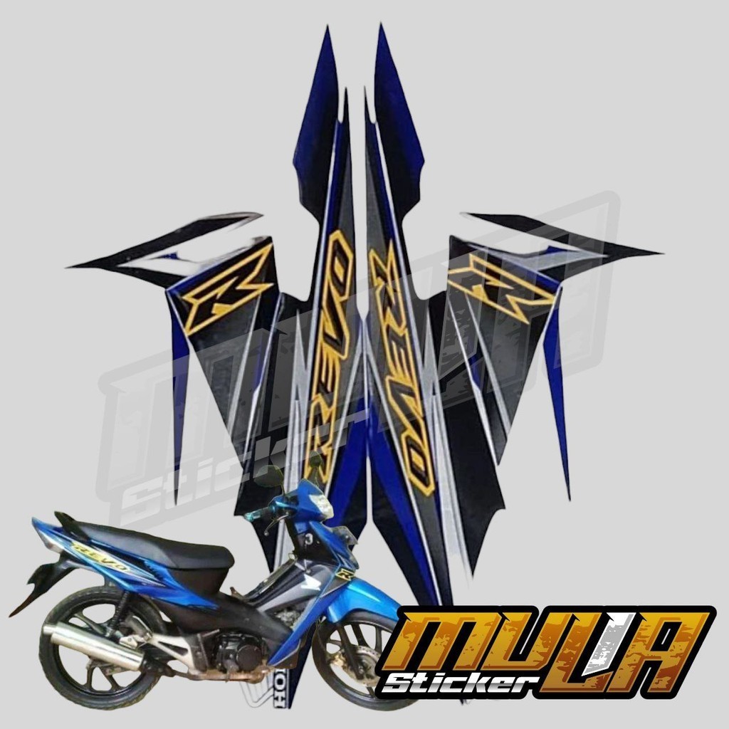 STICKER STIKER POLET LIS STRIPING MOTOR FULL BODY HONDA REVO R REVO LAMA WARNA BIRU ABU ABU