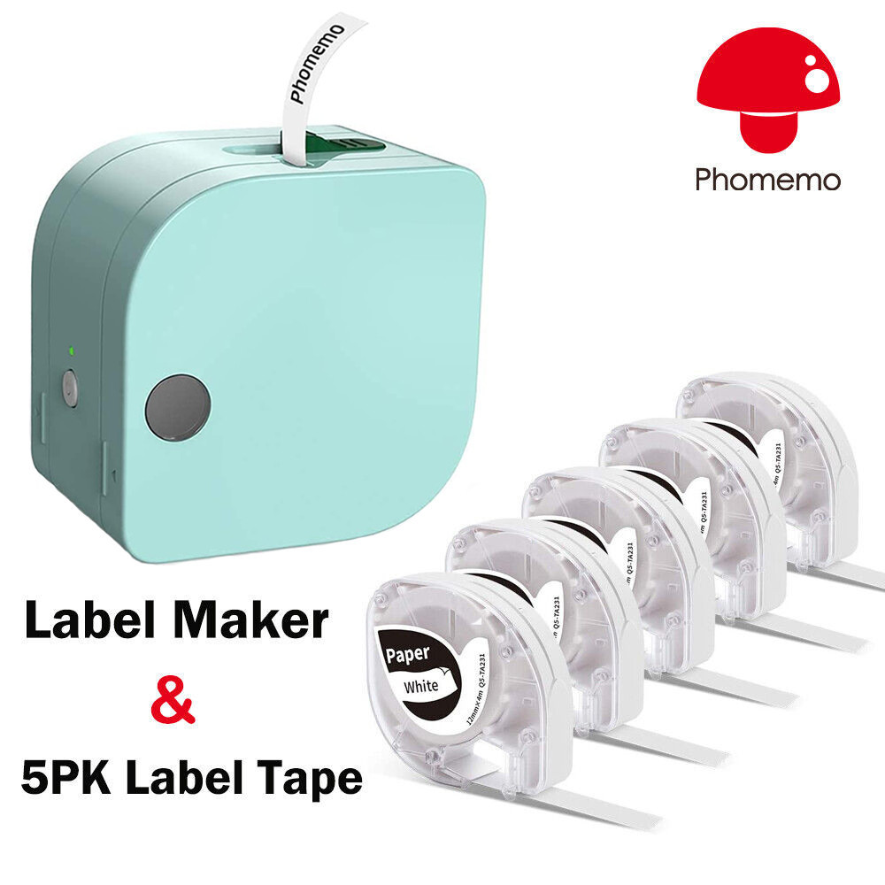 

Phomemo P12 Mini Protable Printer Label Maker Wireless Labeling Machine Compatible for Dymo Letratag Label Tape 91201 91331
