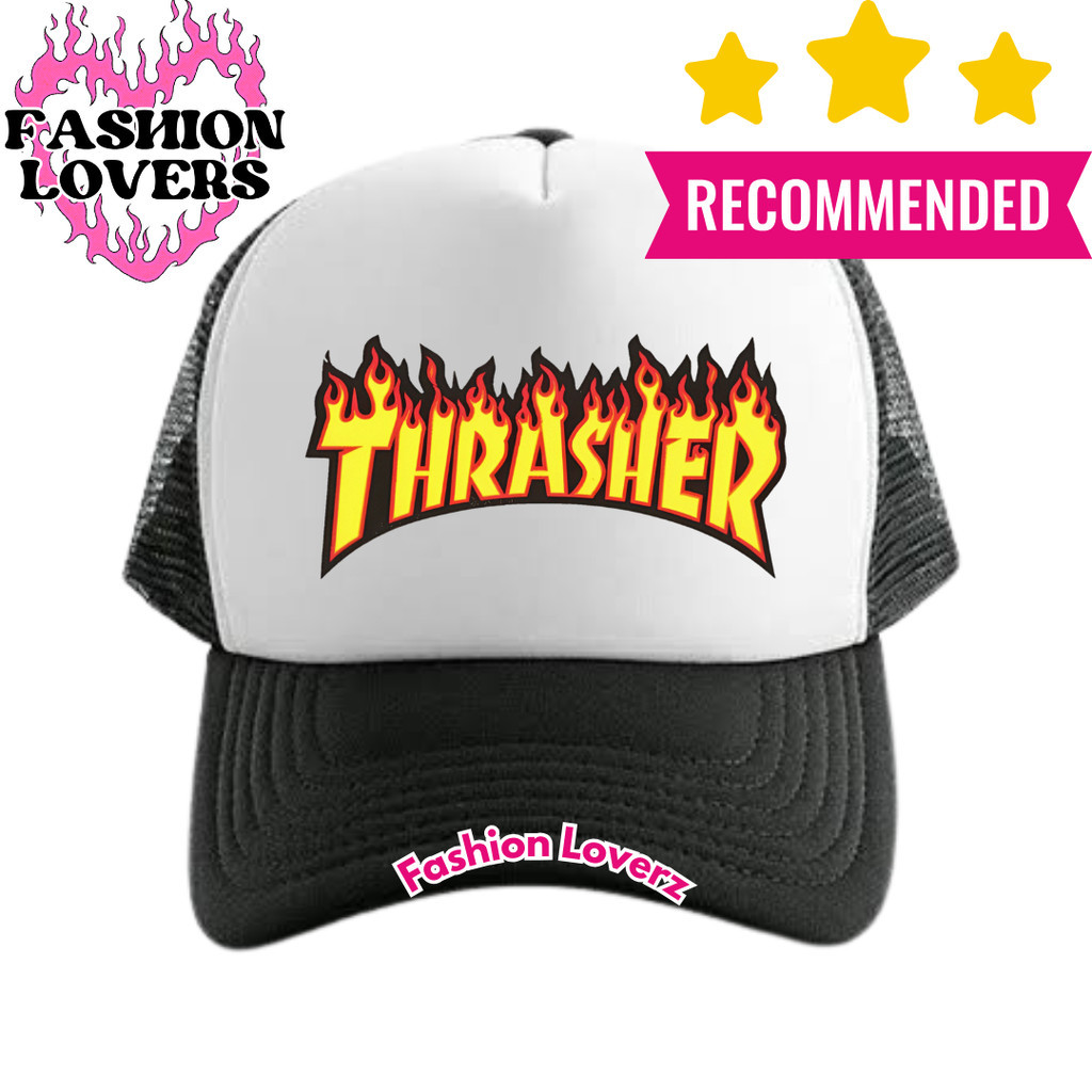 Fashion Loverz Topi Trucker THRASHER - Topi Distro THRASHER Logo - Topi TRASHER Premium - Topi Pria 
