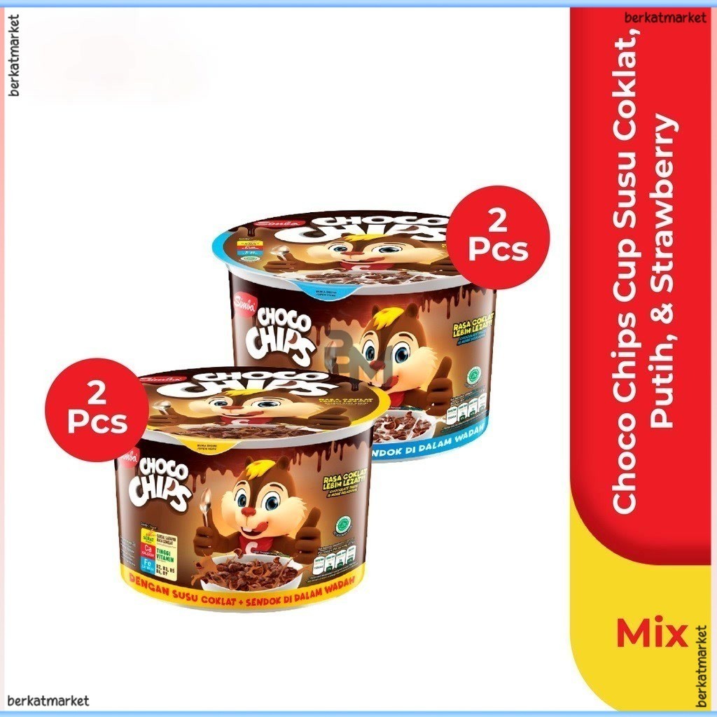 

Choco Chips Cereal SIMBA - 2 Cup Susu Cokelat + 2 Cup Susu Putih 34gr Hemat