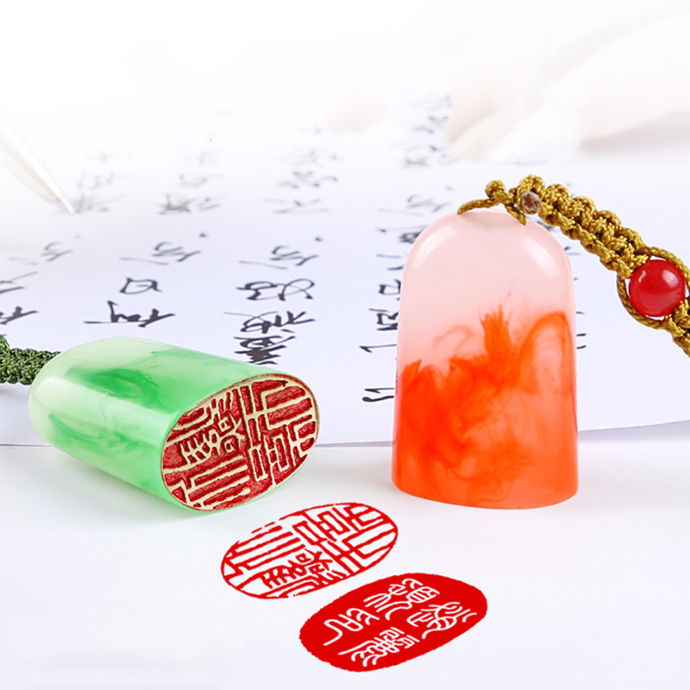 

Oval Resin Chinese Name Stamps Side Carved Custom Private Chapter Signature Seals Print Baby Kids Name Calligraphy Painting Chop