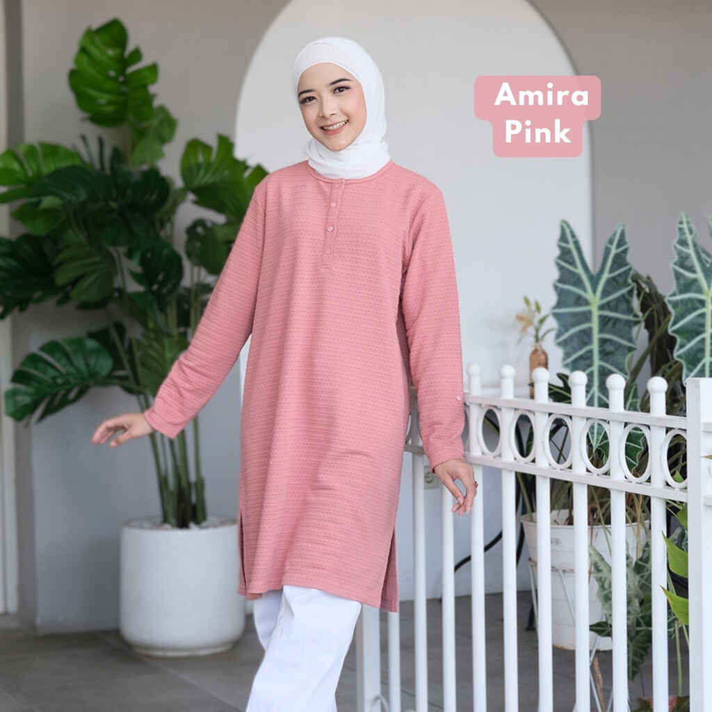 DISKON AMIRA TUNIK WANITA KAOS LENGAN PANJANG MOTIF JUMBO KL-28 MUSLIMAH KANCING BUSUI KAUDIA