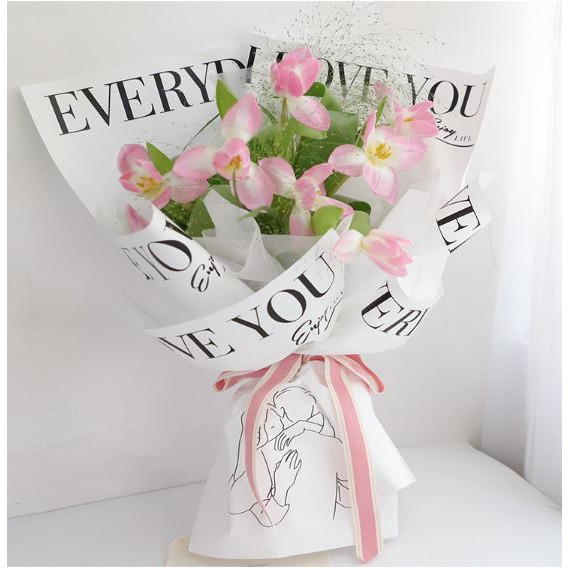 

[20 LEMBAR] Kertas Buket Bunga Kertas Cellophane Edisi 'I Love You "/ Flower Wrapping