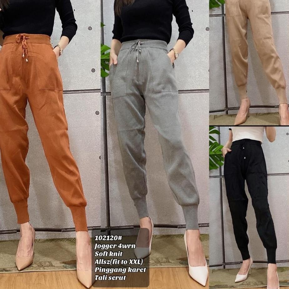 Celana rajut import wanita celana rajut Bella knit jogger import premium