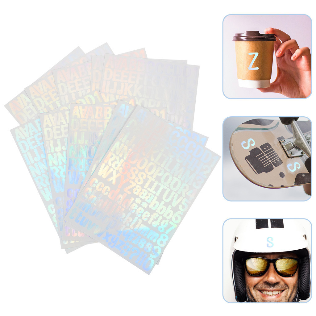 

10 Sheets Laser Letter Stickers Adhesive Address Number Vinyl for Mailbox Crafts Numbers Decal Letters Decorative
