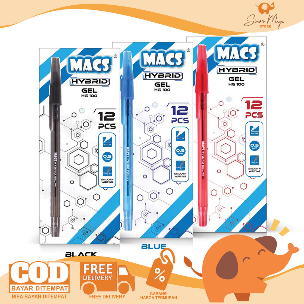 

MACS Hybrid Gel Pen Pulpen HG100 SATUAN / Pena Jel 0.5mm Murah