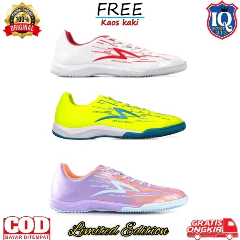 Sepatu Futsal Specs Lightspeed LS Reborn IN Iluminate Pack White Pearlized/Meta Crush Pack Moonraker
