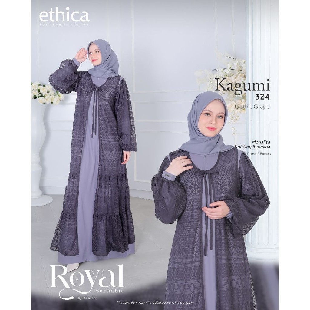 Ethica Gamis Wanita Mewah Elegan Set Outer Brukat Kagumi 324 | Gamis Sarimbit Premium