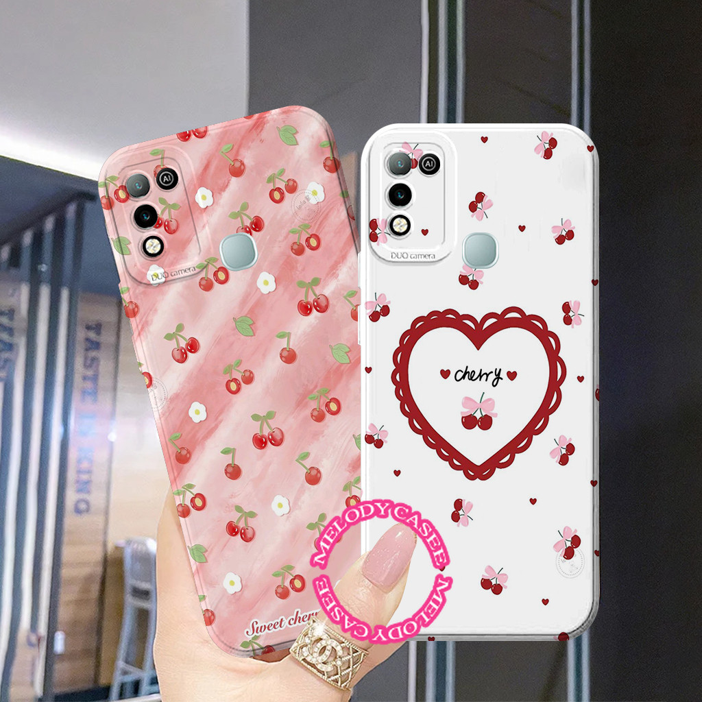 Softcase Infinix Hot 10 11 9 Play Smart 5 / 6 Ram 3/64 - Case Motif Buah Chery Lucu