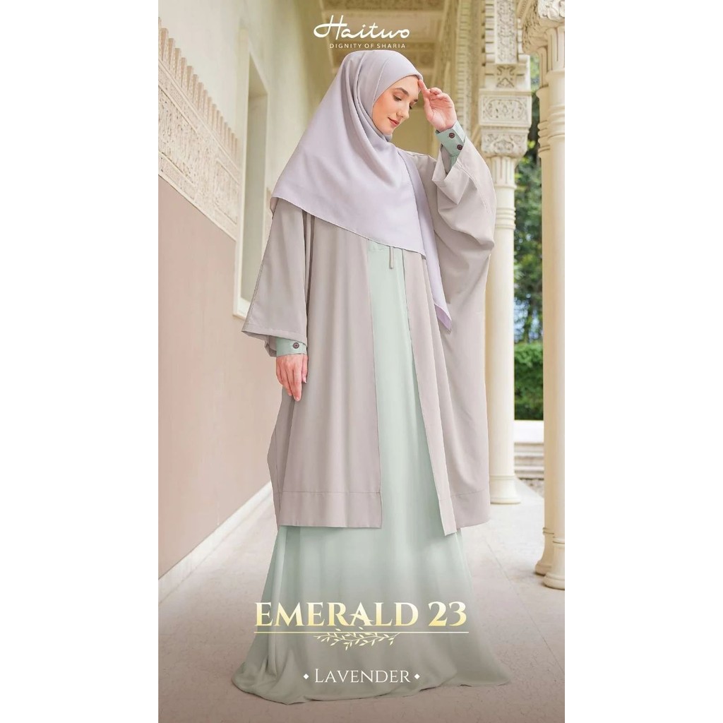 Haitwo Gamis Terbaru Set Outer Wanita Muslimah Syar'i  Emerald 23