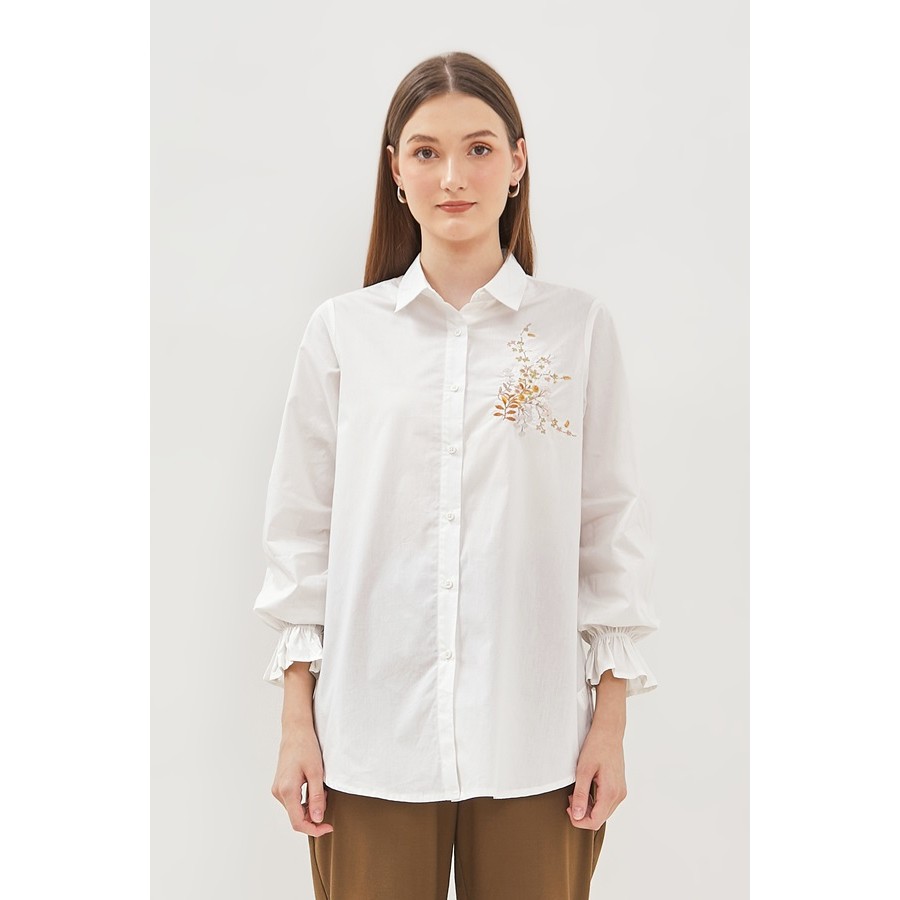 Minimal Ainsley Tunik Wanita Lengan Panjang Embroidery Warna Off White / Putih - Regular Fit