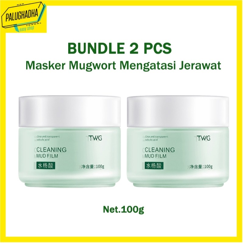 [Promo 2 Pcs] TWG Mugwort Cleaning Mud Film Masker Wajah Anti Pores & Acne Clay Mask 100g - PALUGHAD