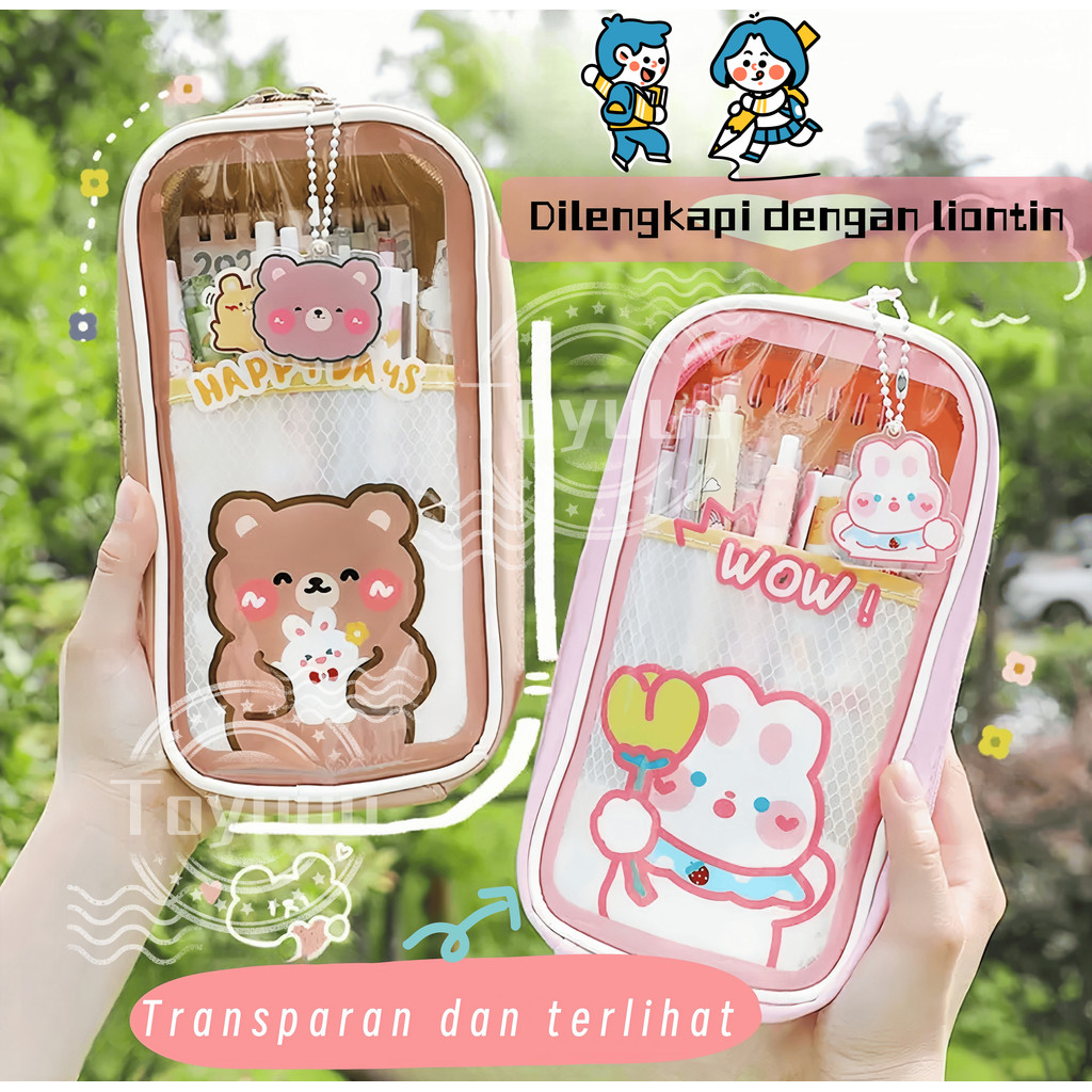 

[Dilengkapi dengan liontin] Kotak Pensi /Kotak Pensil Cute /Pencil Case /Tempat Pencil Fashion Korea Tempat Alat /Anak Cases Large Capacity Box for Girls