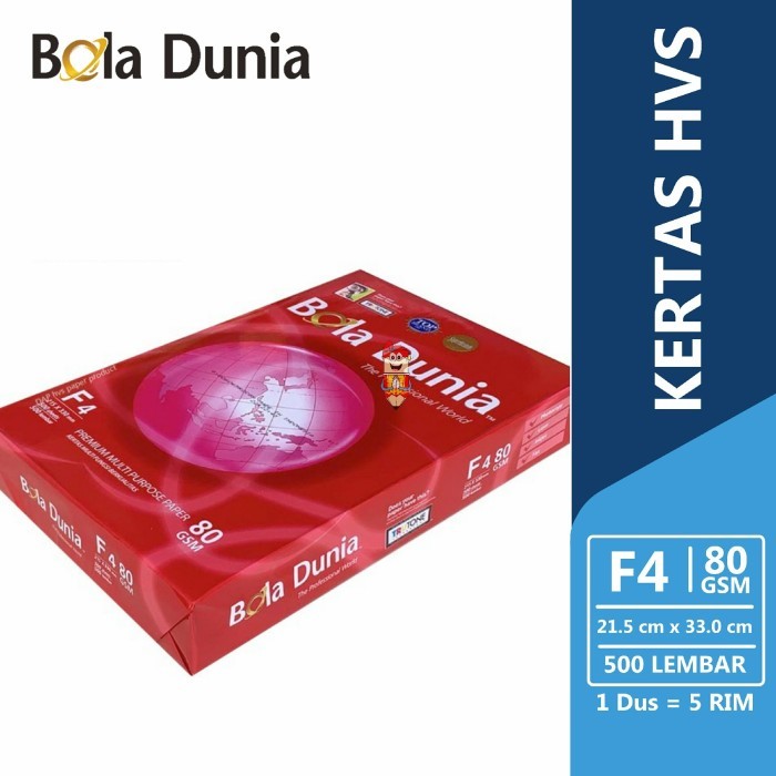 

Kertas HVS F4 Bola Dunia 80 GSM