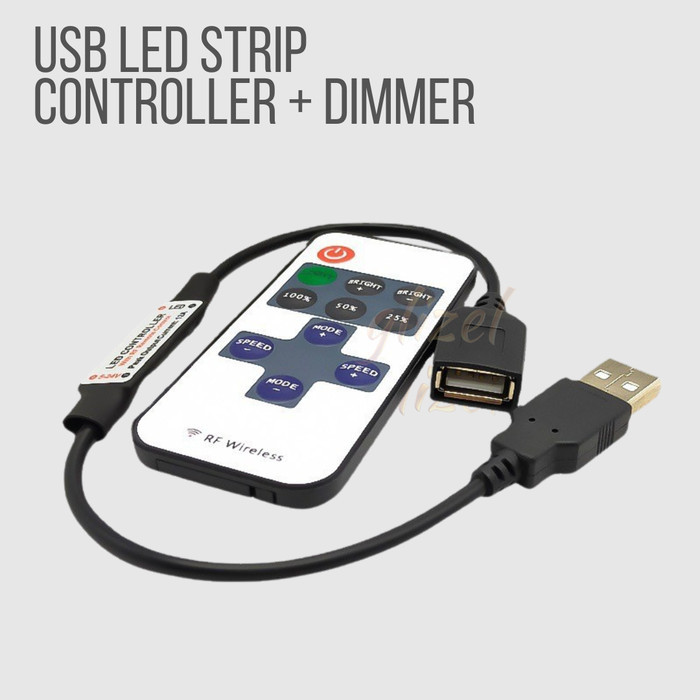 Remote Led Strip USB Dimmer Konektor RF Wireless 5V Lampu Controller Flashing Male Female