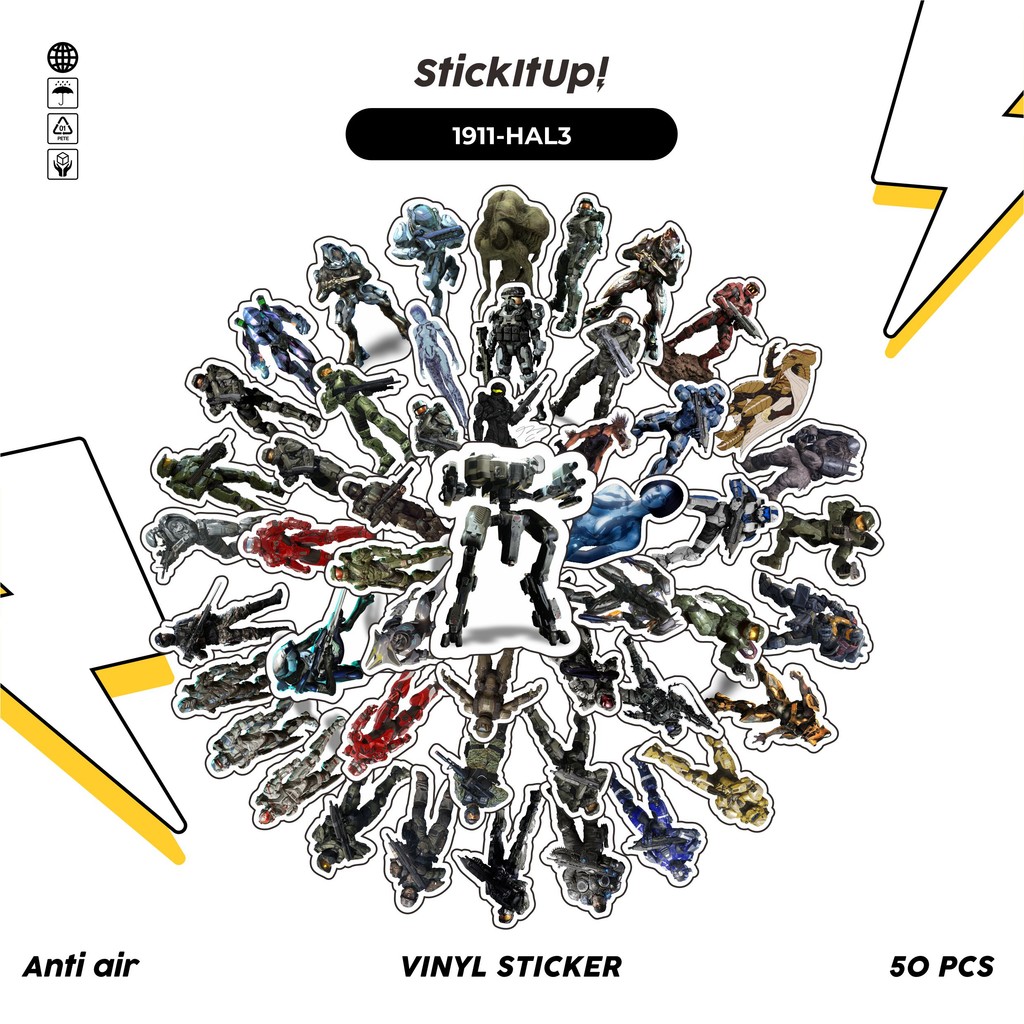 

COD✨ 50 Pcs Stiker Pack GAME SERIES HALO CHAR MIX 03 Lucu Aesthetic Vynil Waterproof untuk Freebies Sticker Buku Journal Casing HP Laptop