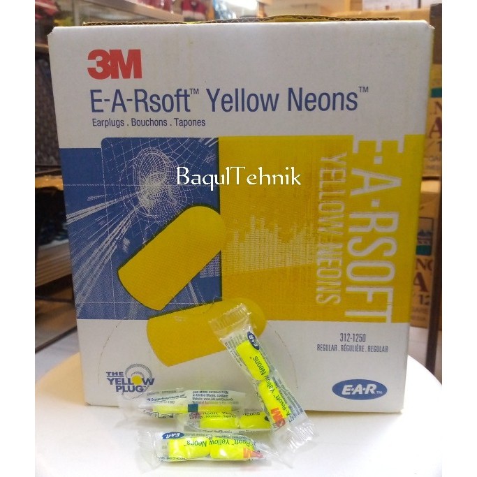 3m earplug yellow neons 312-1250 1box