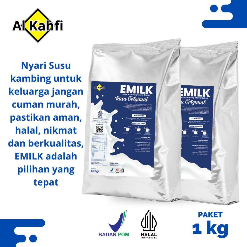 

Emilk Susu Kambing Etawa Bubuk Murah Aman Halal Nikmat Berkualitas Paket 1kg Rasa Original