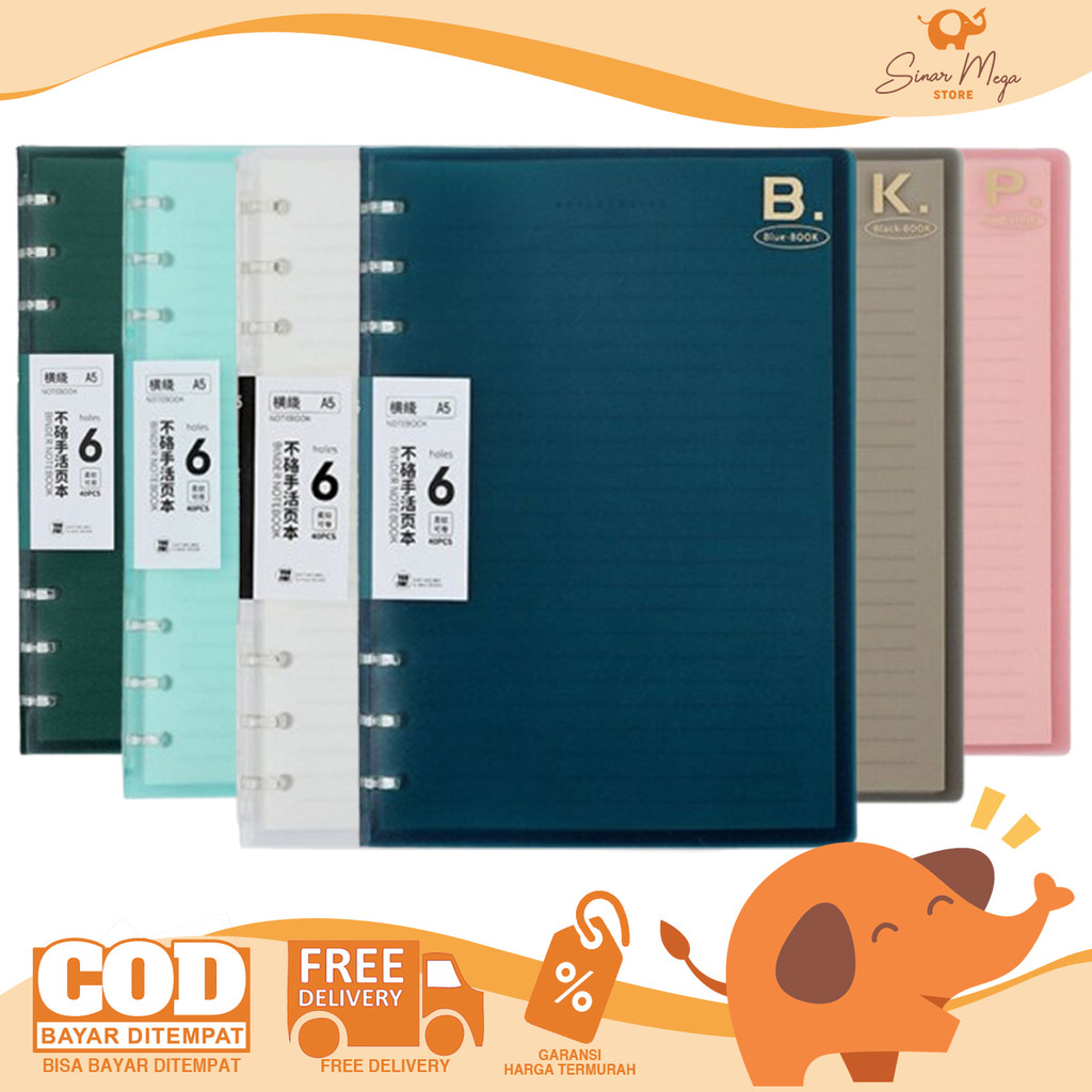

Soft Cover 6 Ring Slim File Binder A5 / Binder Tipis 6 Lubang Murah
