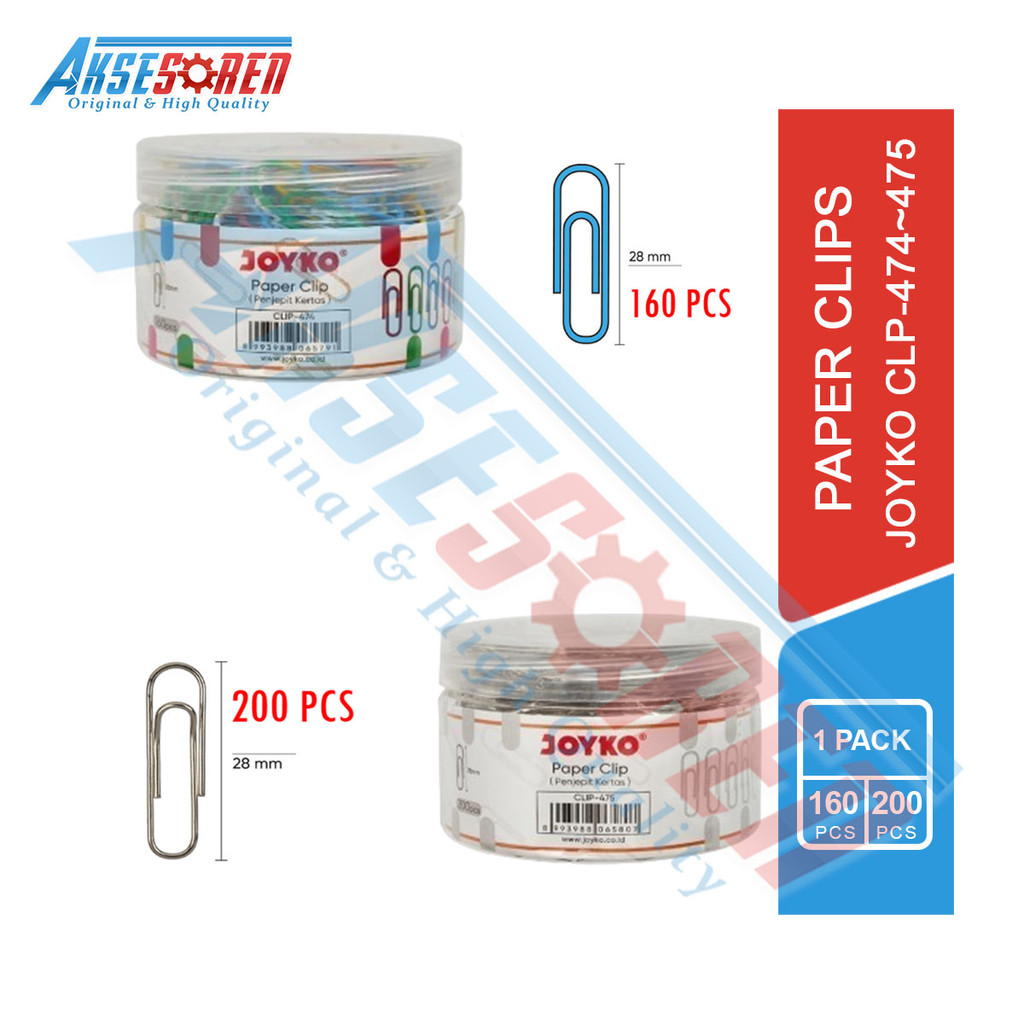 

Aksesoren Paper Clips Joyko [CLP-474/160 pcs] / Klip Penjepit / Clip Kertas / Paper Klip / Paper Clip Warna Warni Silver CLP-475