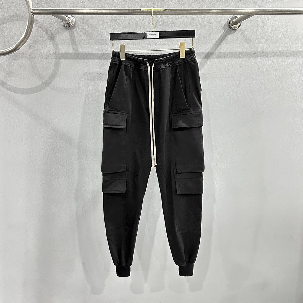 Rick Pants Dark Style Multi-pocket Owens Trouser High Street Punk Cargo Trousers Fashion Solid Color