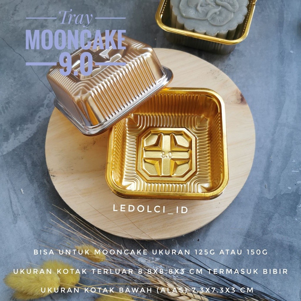 

10 PCS MOONCAKE TRAY TATAKAN MOONCAKE MIKA 125 / 150 GR - GOLD 9.0