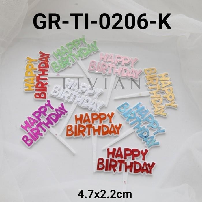 

lv GR-TI-0206-K Cake topper cupcake tulisan plastik mini happy birthday - TI-0206-KK-2
