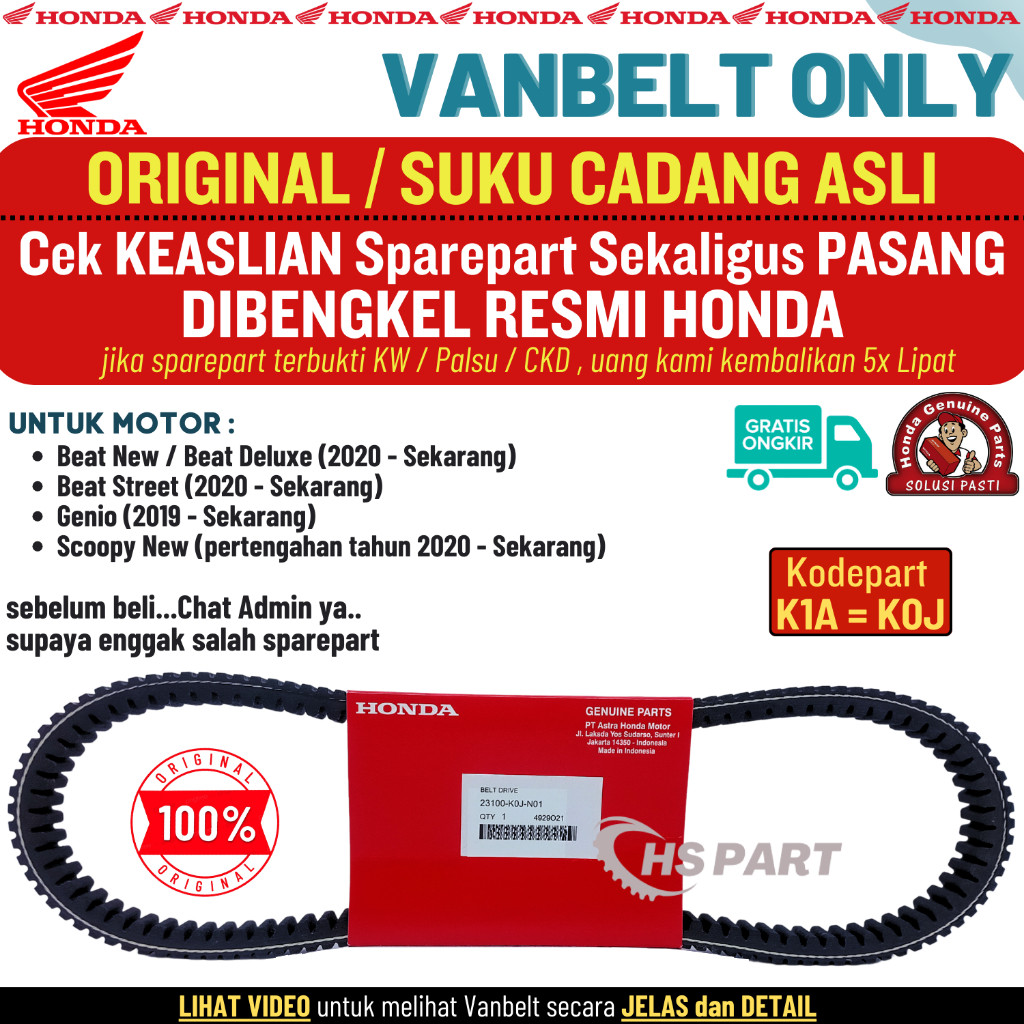 Vbelt Vanbelt Genio Original Beat Deluxe Original Beat New Scoopy New Beat Street K0J , Vanbelt Geni