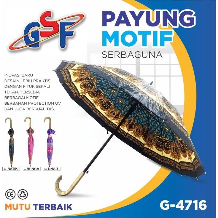 Payung GSF-4716 - Payung 16 Jari Motif Bunga - Payung Souvenir - Payung Satin Saten Rangkah Kuat - P