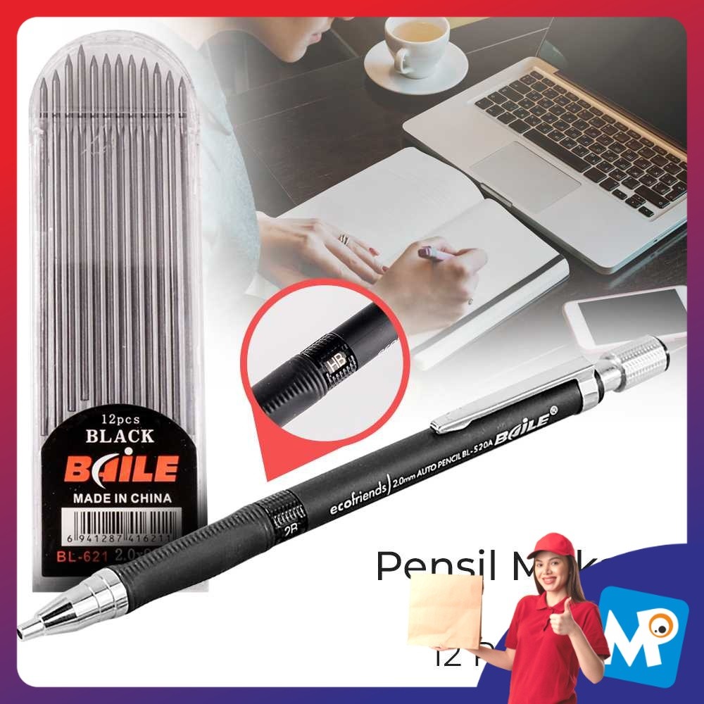 

BAILE Pensil Mekanik Mechanical Pencil 2B 2mm 12 Isi - BL-621