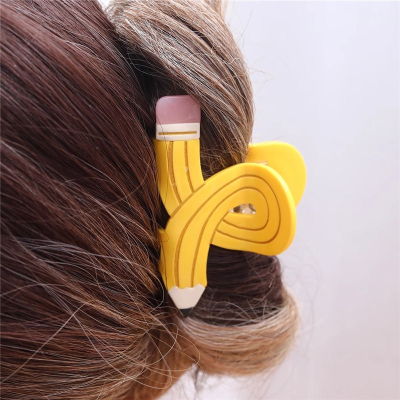 

Funny Colored Pencil Hair Claw Creative Design Acetate Hair Claw Clips Shark Catch Hair Accessories For Women Girls