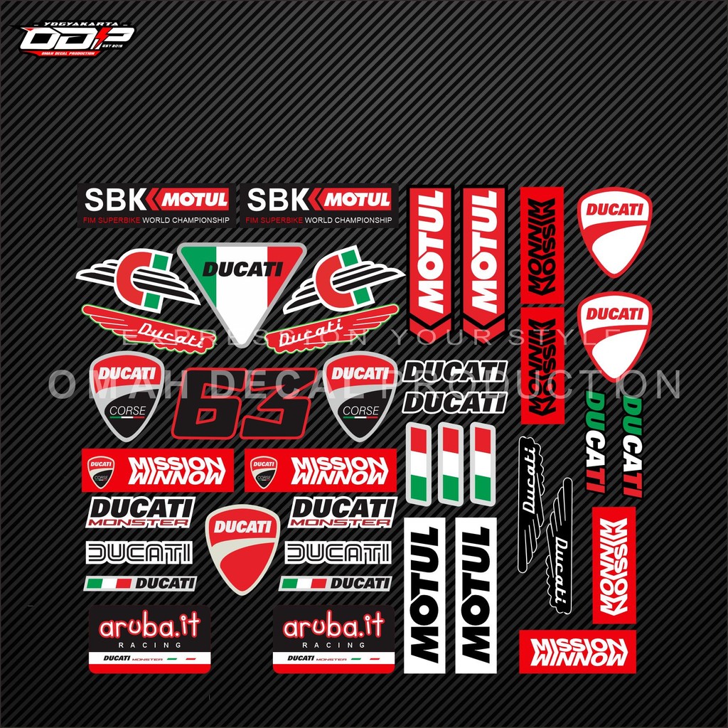 

Paket Sticker Ducati Dan sticker pack racing viral Vinyl 1 Set Anti Air Berkualitas Premium - Label
