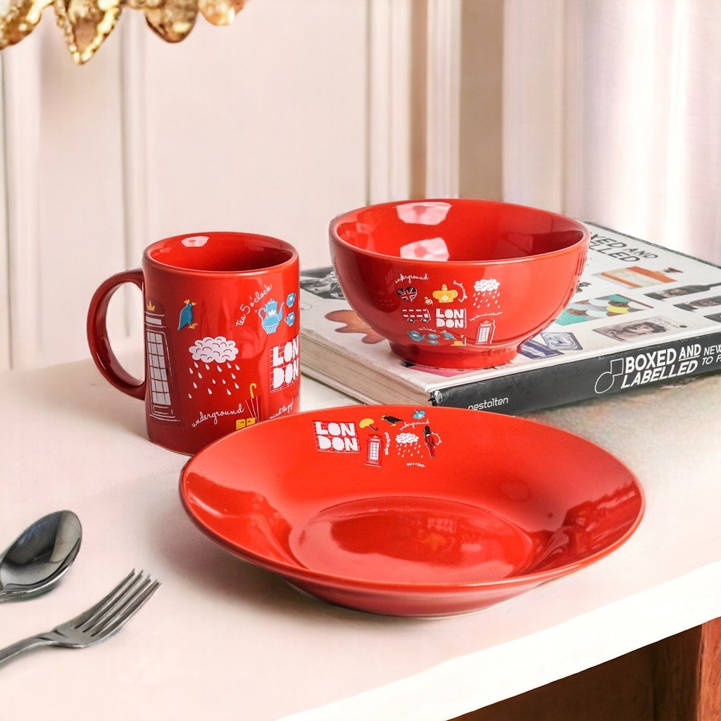 Piring Keramik Set Tebal Hadiah Souvenir Kado