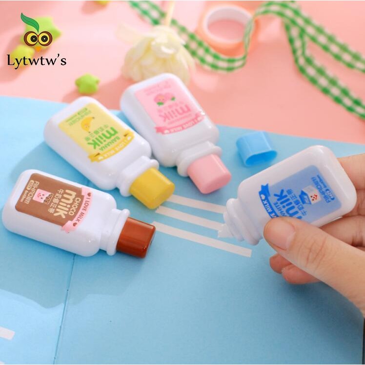 

1 Piece Lytwtw's Cute Kawaii Cartoom Milk Bottle Correction Tape Stationery Office School Supplies