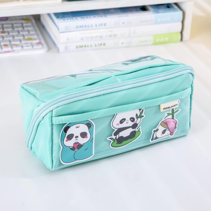 

[Best] Korea style big pencil box organizer bag kotak pensil polos lucu - Green B