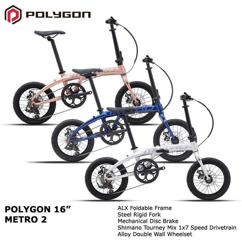 FULL BIKE SEPEDA LIPAT POLYGON METRO 2 FOLDING BIKE 7 SPEED 16 INCH