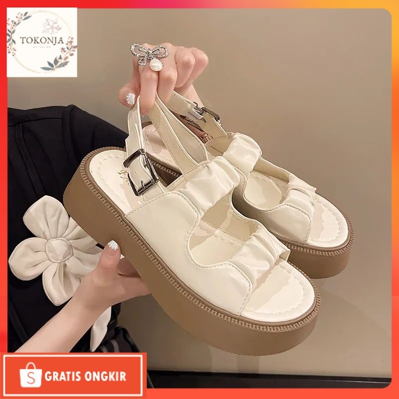 Wedges Korea / RK Sandal Tali Wedges Wanita Korea Sol Tebal Tali belakang SK02